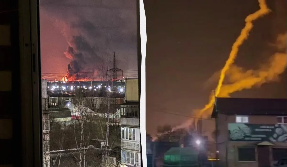 По кадрам и сообщениям очевидцев, после атаки беспилотников на Ярославнефтеоргсинтез в Ярославле возник масштабный пожар. Также поступила информация о повреждении трубопровода с серной кислотой на азотном комплексе в Вологодской области — есть пострадавшие.