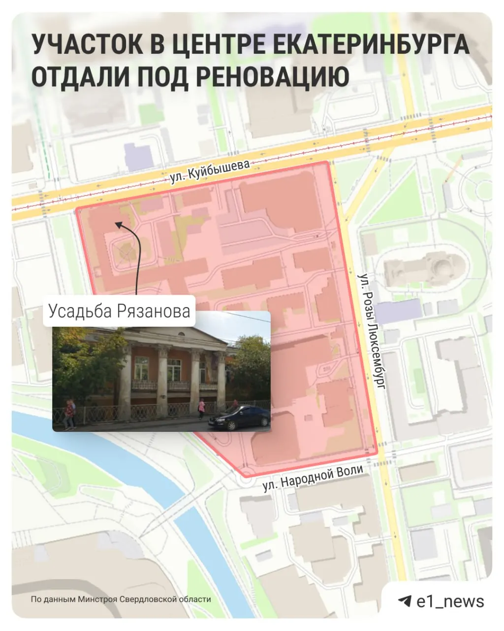Историческое здание между улицами Народной Воли, Куйбышева и Розы Люксембург включили в программу комплексного развития территории: его намерены поднять на 3–3,5 м и восстановить без жилой застройки.