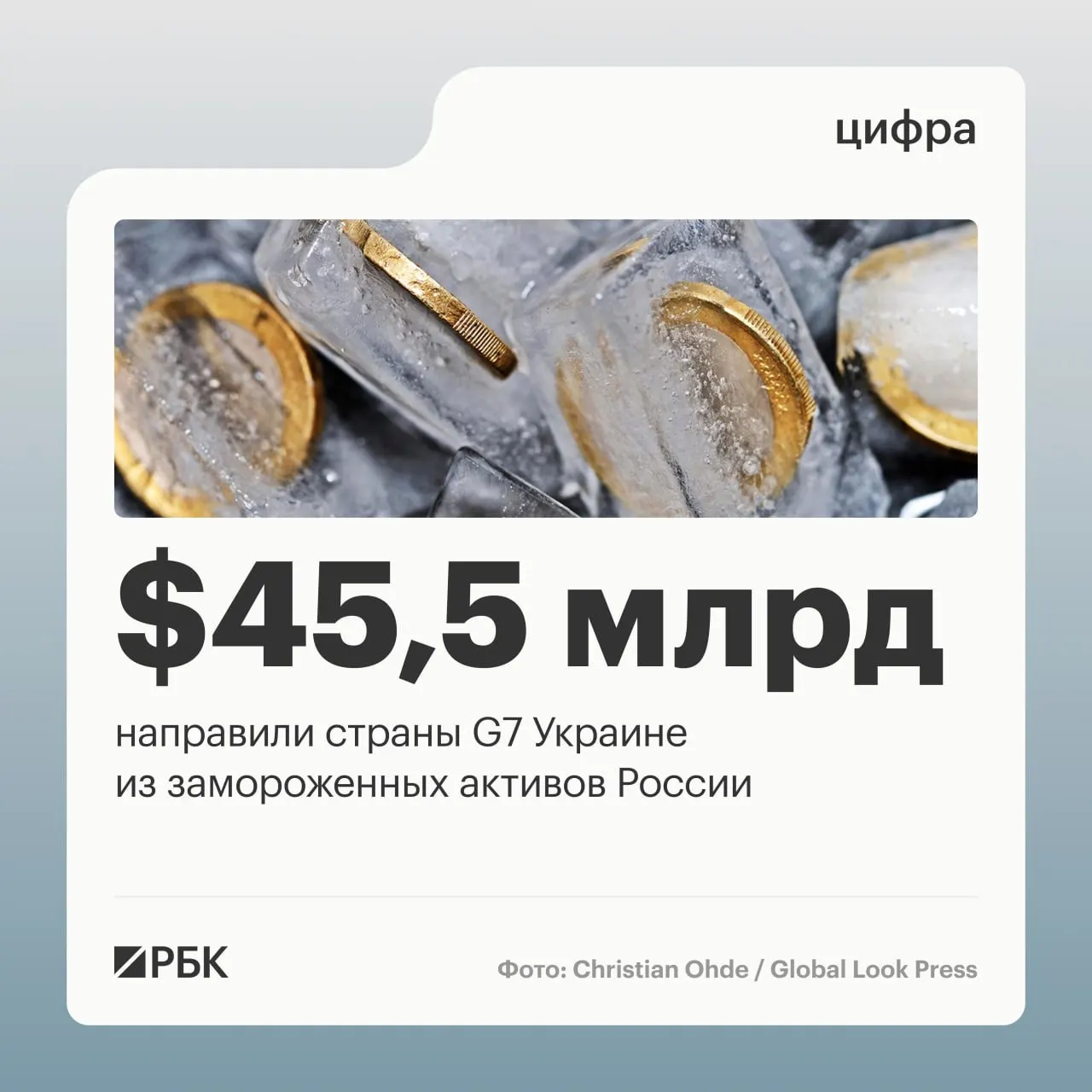 По данным Минфина Украины, страны «Большой семёрки» перечислили Киеву свыше $45 млрд кредитов; средства поступали из доходов от заблокированных российских активов.