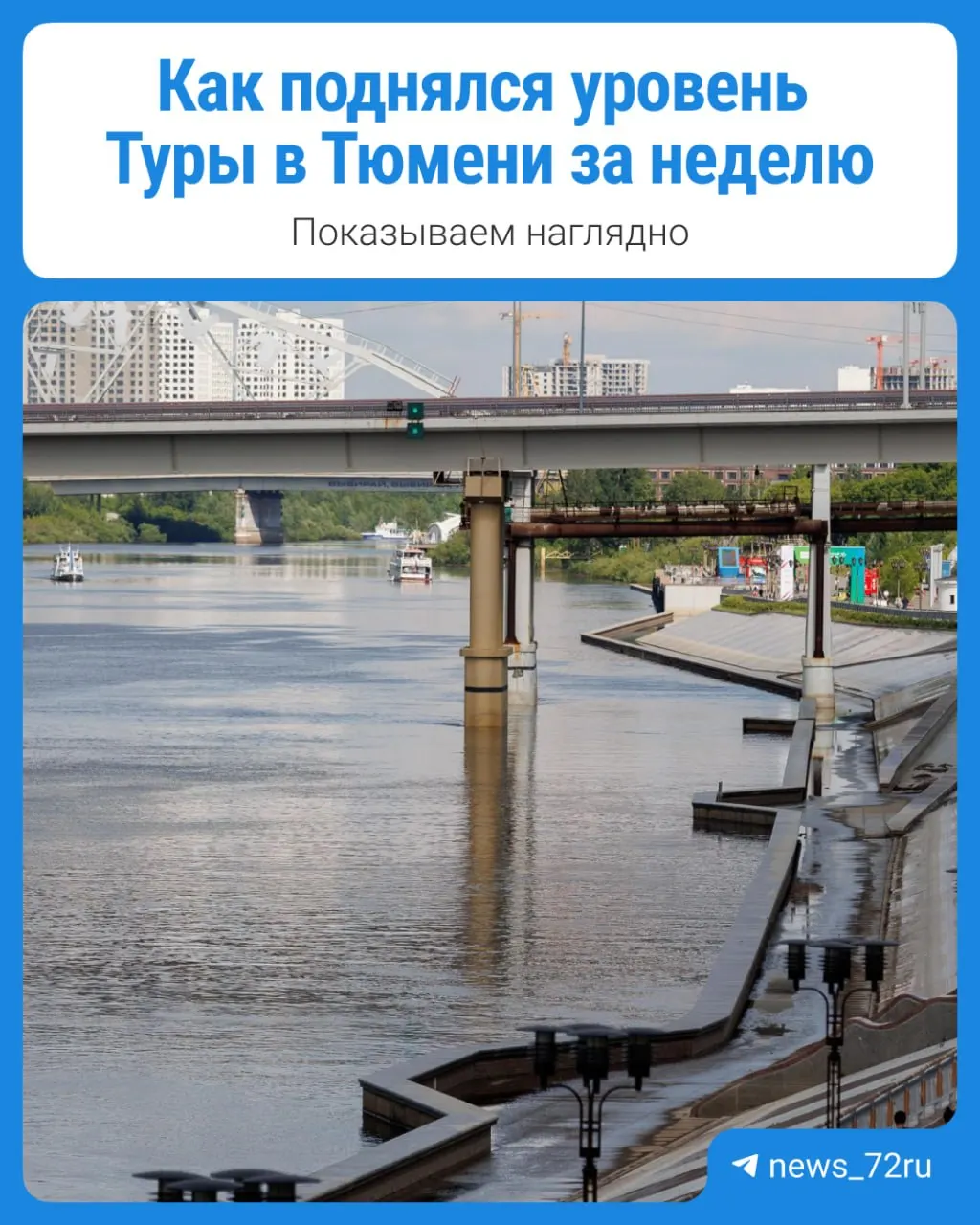 По данным гидропоста, за последние сутки уровень воды в городской реке вырос на 24 см и достиг 830 см. Фотосравнение показывает изменения между 17 и 24 июля.