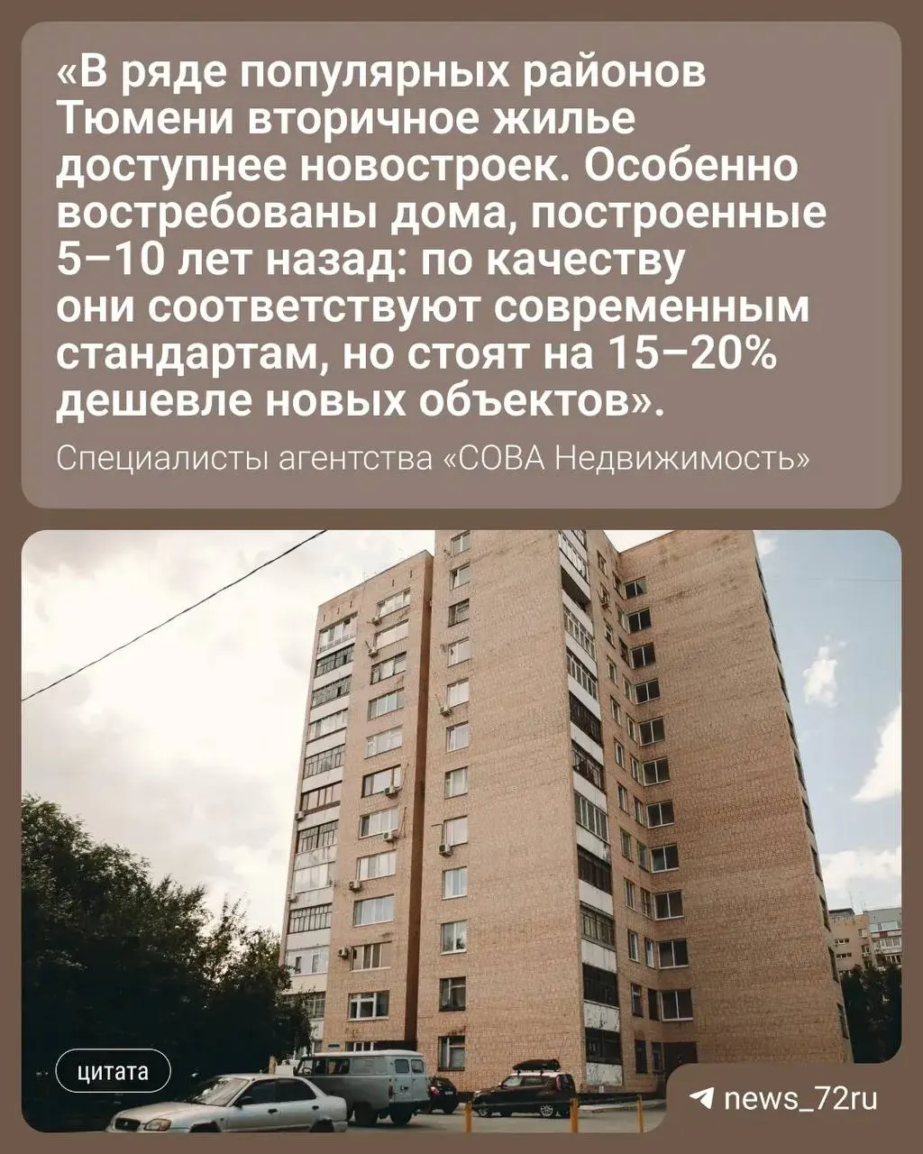 В Тюмени за год заметно выросли средние цены на вторичное жильё: однокомнатные — до почти 5 млн, двухкомнатные — до 6,28 млн, трёхкомнатные — до 7,2 млн. При этом увеличивается доля квартир, которые продают всего за месяц; в городе около 18 тысяч объявлений.