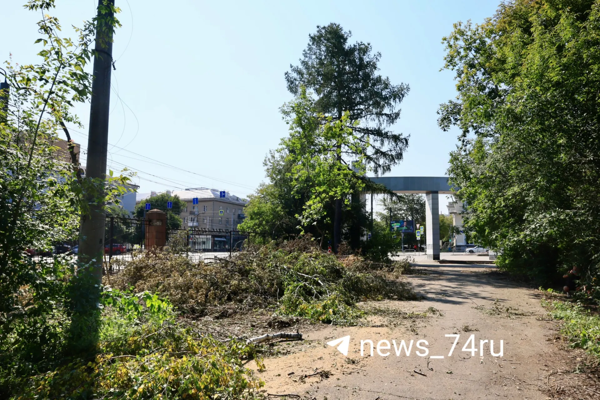 Возле бокового входа в парк Гагарина, рядом с зданием УралГУФКа (Энгельса, 22), заметили поваленные деревья и рабочих. В администрации Центрального района заявляют, что убирают в первую очередь ветхие и аварийные насаждения и планируют обновить аллею новыми посадками.