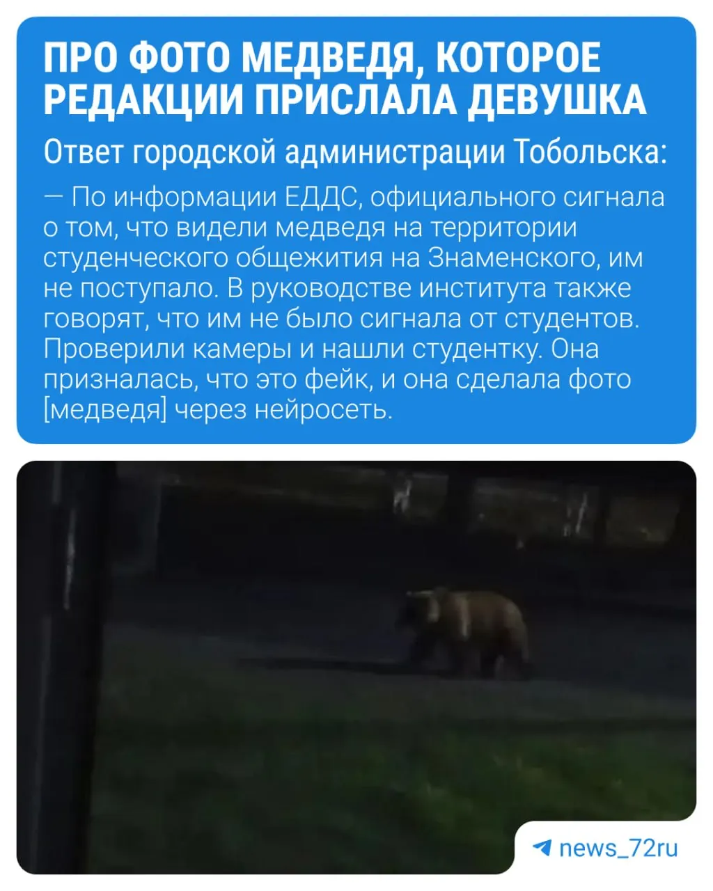 Жители сообщают о появлении медведей возле общежития на улице Знаменской и на близлежащих дачных участках; власти держат ситуацию под контролем.